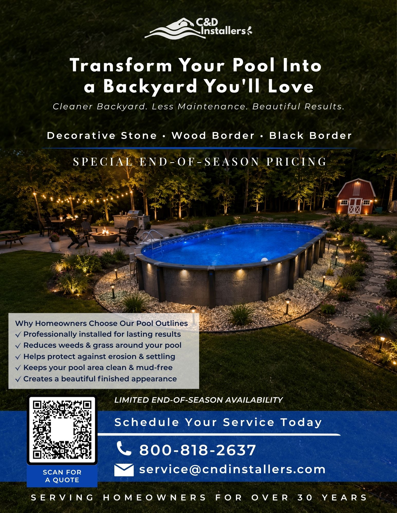 Pool outline and landscaping borders